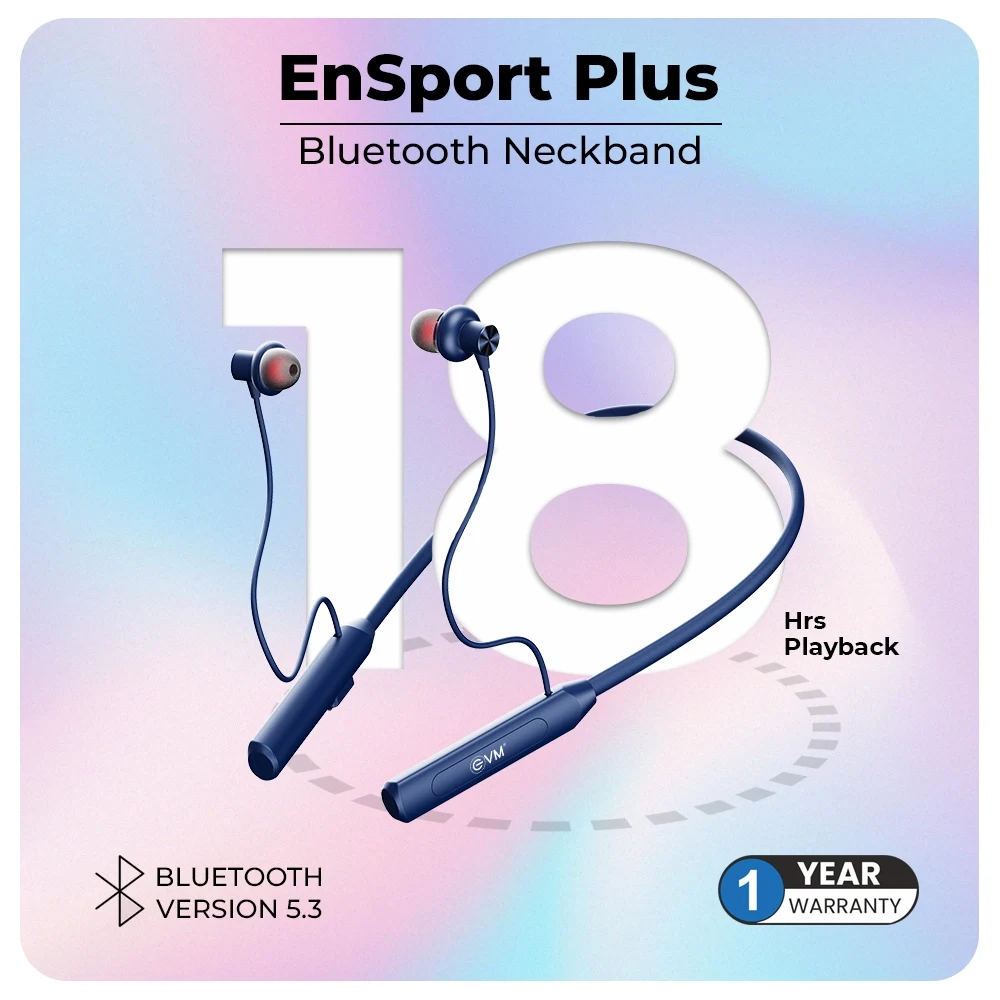 EVM Bluetooth Neckband Earphone EnSport Plus (NB-030) Blue view 3